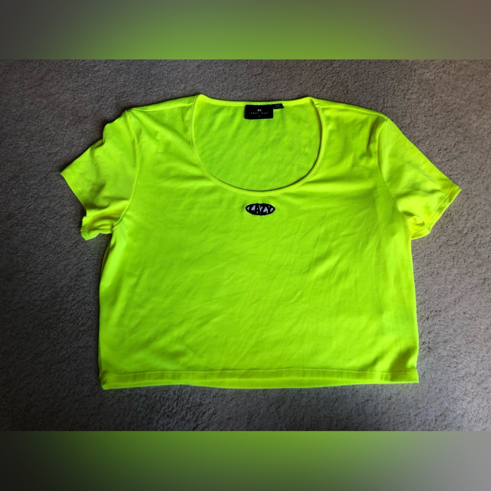 Lazy Oaf neon green crop shirt